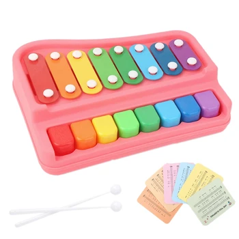 

2In1 Baby Kid 8-Note Xylophone Musical Toys Wis Development Notes Hand Knock Piano Brain Game Music Toy Pink