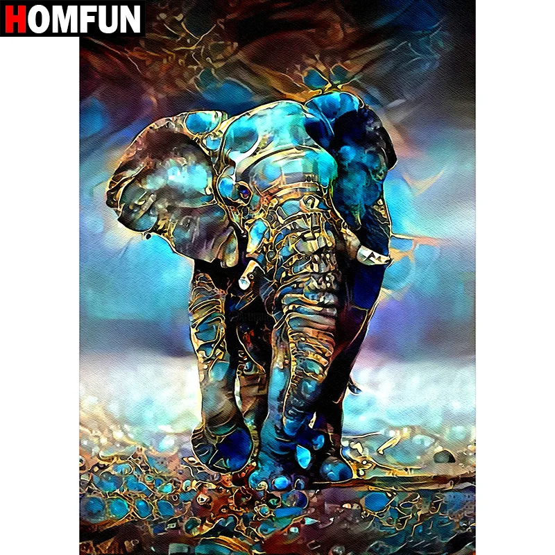 Diamond Painting Diamond Painting Accessories HOMFUN Full Square/Round Drill 5D DIY Diamond Painting Animal Elephant Embroidery Cross Stitch Home Decor Gift