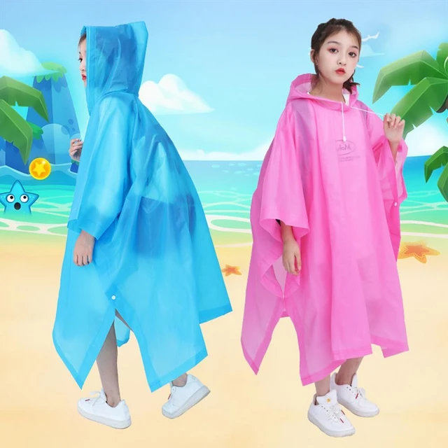 Ponchos de lluvia para niños, poncho de lluvia impermeable para niños,  impermeable portátil reutilizable para niños y niñas de 6 a 12 años, para