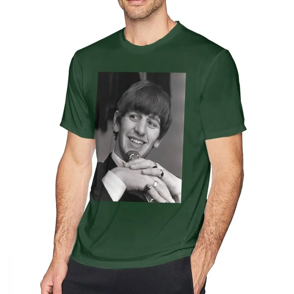 Ringo Starr футболка 100 хлопок мужская футболка короткий рукав Забавный принт Повседневная футболка большого размера - Цвет: Dark Green