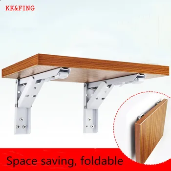 

KK&FING 2Pcs/Set White Triangle Folding Angle Bracket Adjustable Wall Mounted Durable Bearing Shelf Bracket Furniture Hardware