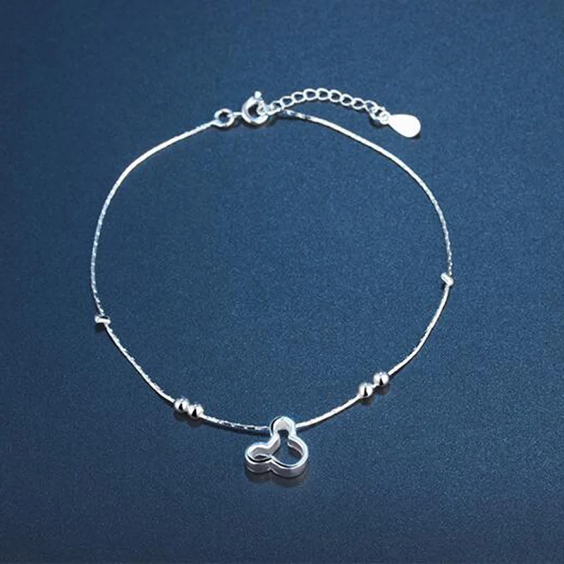 925 серебряный милый ножной браслет с мультяшной мышкой Ретро Крест из бисера Шарм ножной браслет для женщин ювелирные изделия подарок JL006