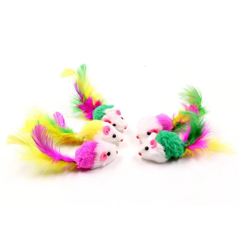 1Pc Cat Interactive Toy Stick Feather Wand With Small Bell Mouse Cage Toys Plastic Artificial Colorful Cat Teaser Toy Supplies