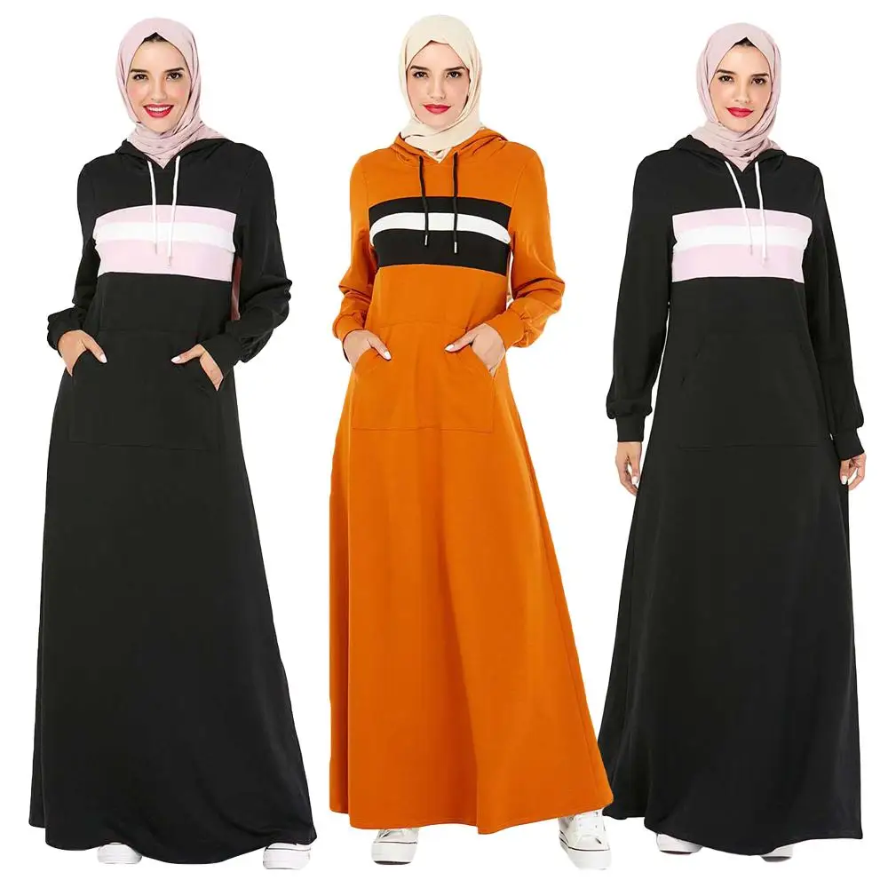 Abaya женское повседневное Спортивное с капюшоном мусульманское платье Макси