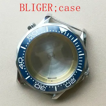 

Solid 41mm stainless steel watch case blue ceramic bezel sapphire glass fit ETA 2836 Miyota 82 DG 3804 2813 movement