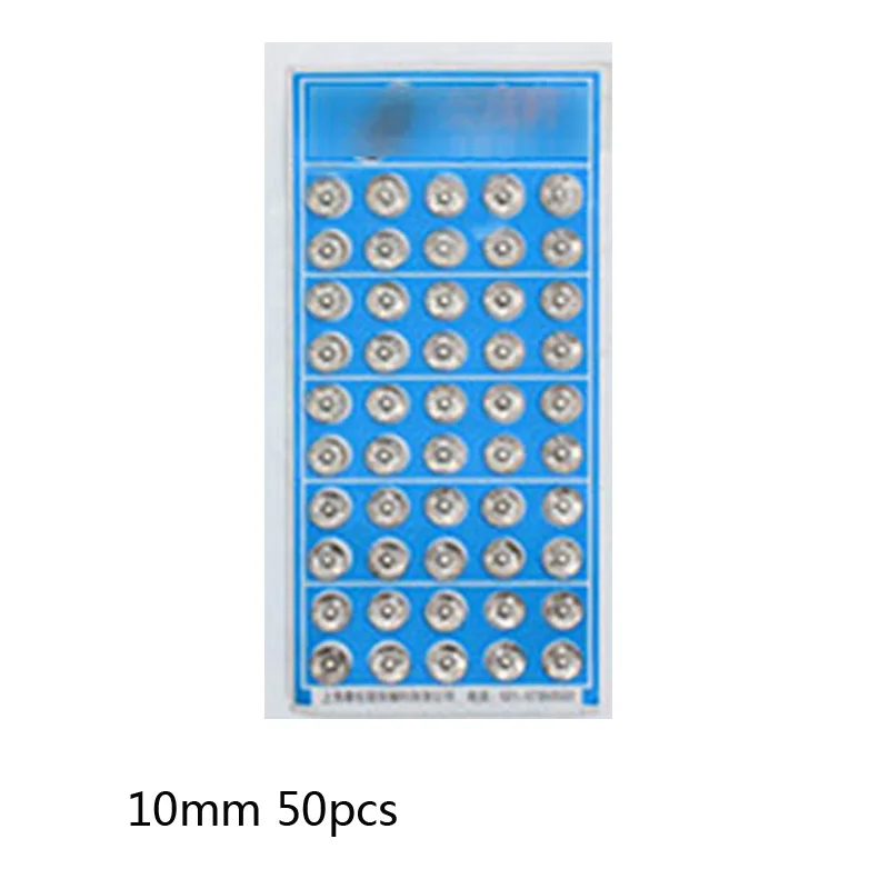 silver 10mm 50pcs 1 доска покрытие Круглый Металл Нержавеющая сталь оснастки Швейные аксессуары DIY Швейные тканевые пуговицы кнопки - Цвет: silver 10mm 50pcs
