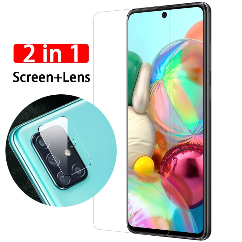 2 In 1 Camera Protective Glass For Samsung Galaxy A51 A71 A50 A70 Screen Protetcor Tempered Glass On Samsung A71 A30 Lens Film
