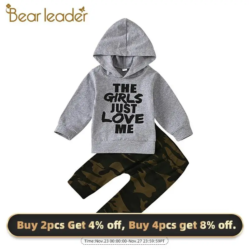 Bear Leader Kids Boys Fashion Clothing Sets 2020 New Autumn Letter Print Tracksuits Children Hooded Suit Casual Baby Outfit |