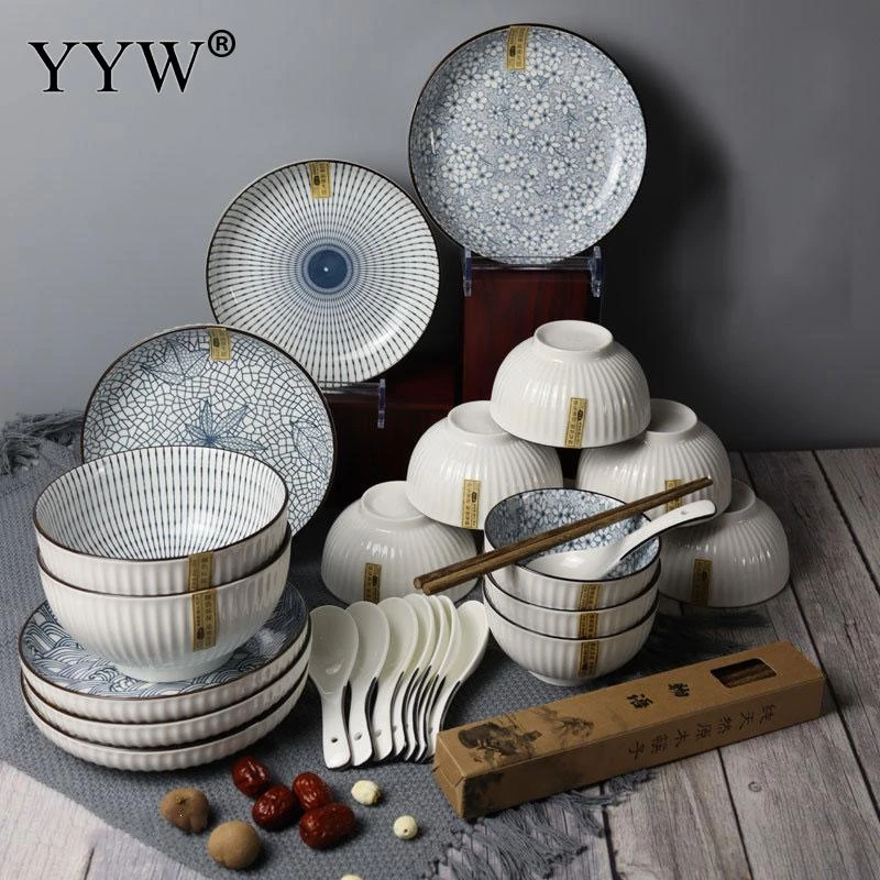 Nieuwsgierigheid Kliniek heel fijn Keramische Servies Combinatie Set Japanse Servies Jingdezhen Eten Kom  Huishouden Vintage Schotel Set Keuken Accessoires|Servies sets| - AliExpress