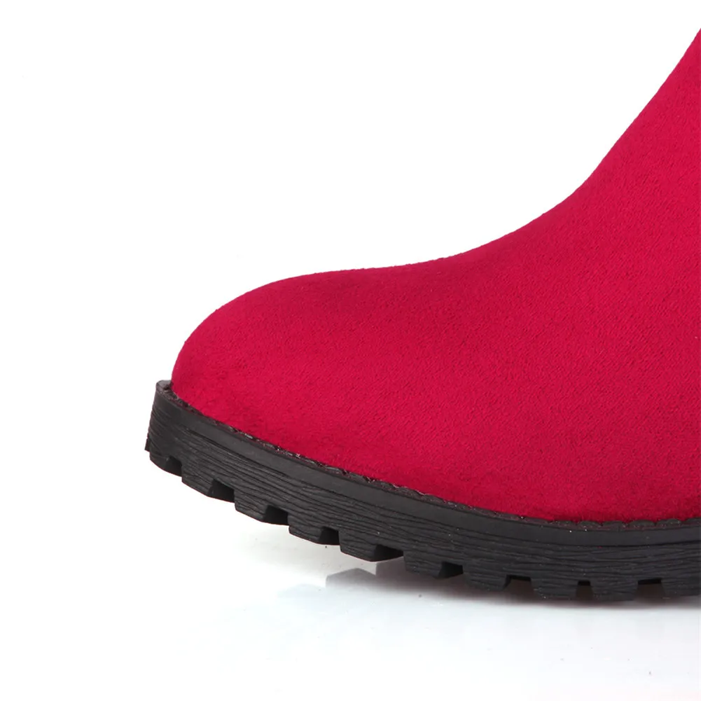 KARINLUNA/Новые Модные леопардовые женские сапоги до бедра на массивном каблуке, большие размеры 33-44 Женские Повседневные Вечерние Сапоги выше колена