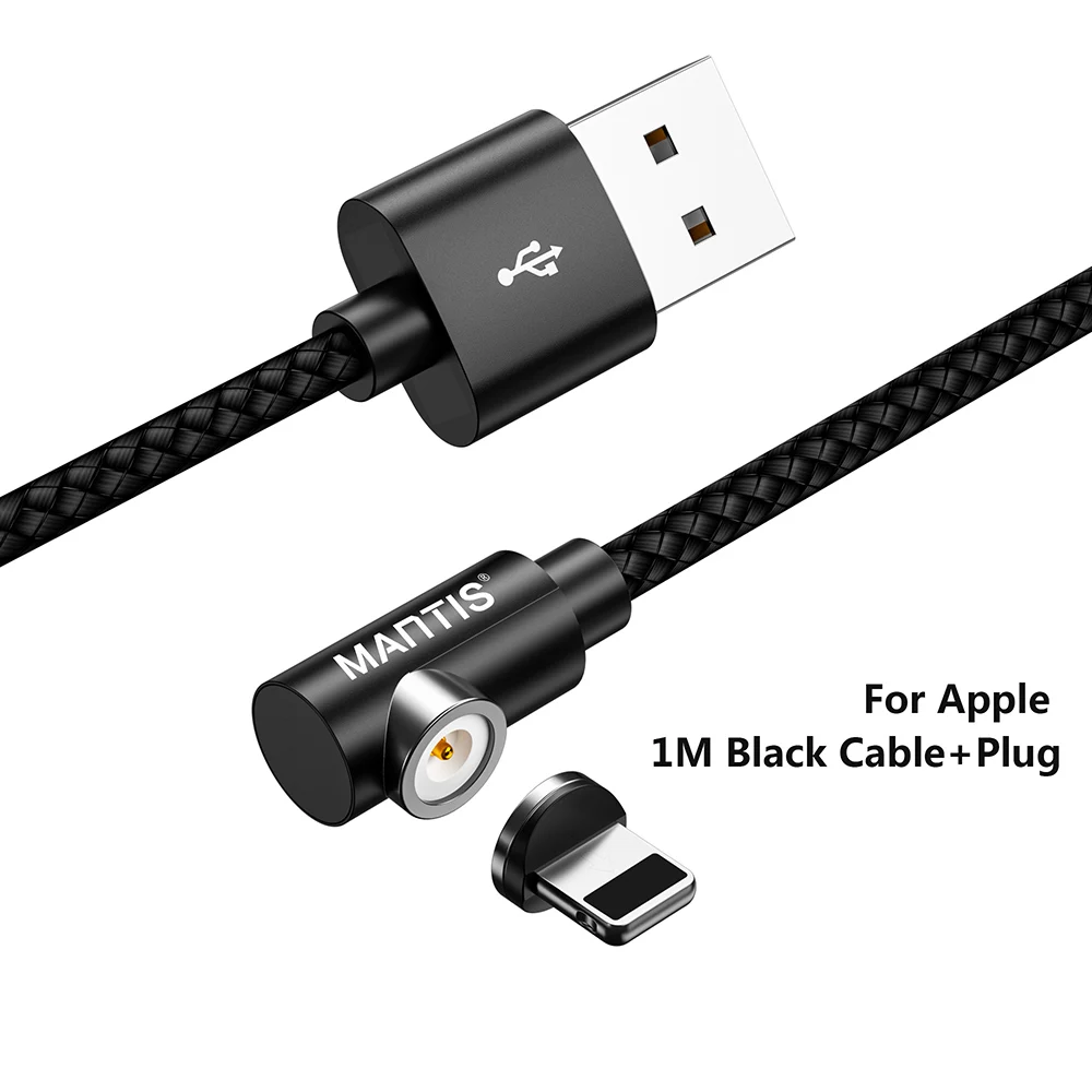 Black Apple MANTIS 2 м Магнитный кабель Micro usb type C зарядный кабель для samsung iPhone 7 6 Android мобильный телефон провод для быстрого заряда шнур - Цвет: Black Apple