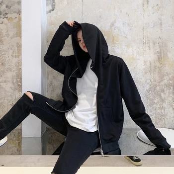 

Male Women Hoodie Jacket Outerwear Men Streetwear Fashion Hip Hop Punk Gothic Zipper Hooded Sweatshirt Coat