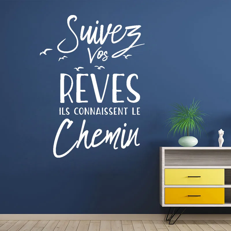 Stickers Citation Suivez Vos Reves Vinyl Mural Art Decal Living Room Home Decor Poster French Quote House Decoration Wall Stickers Aliexpress