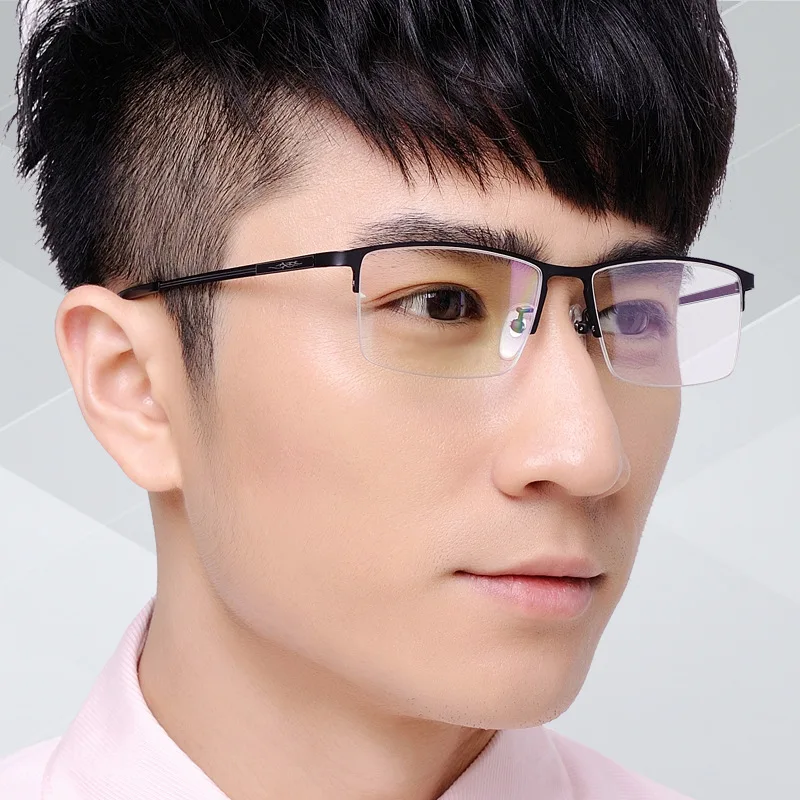 ファッションメガネフレーム男性近視眼鏡男半リムレス眼鏡ハーフリム眼鏡男性長方形 Aliexpress アパレル アクセサリー