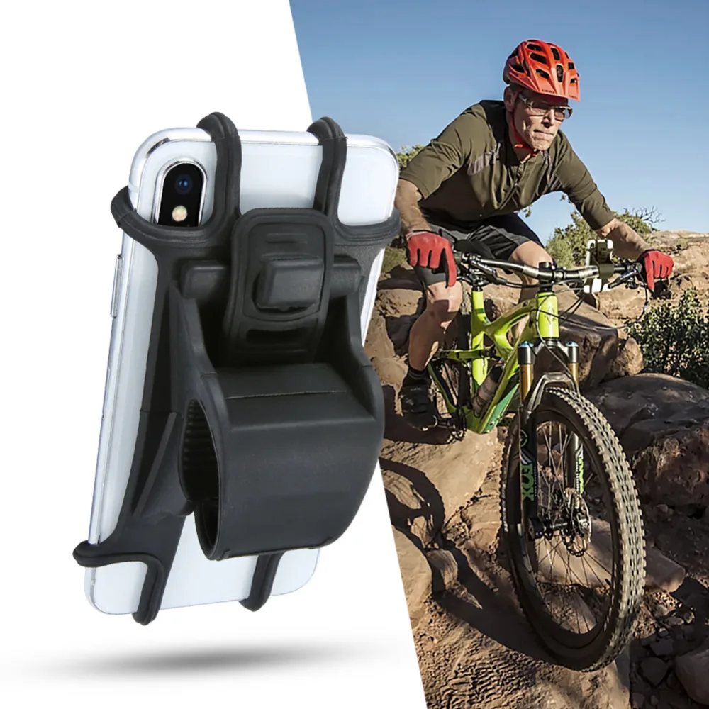 

Universal Silicone Adjustable Bicycle Bike Motorcycle Anti-shock Phone Holder Stand Holder Handlebar Clip GPS Mount Bracket