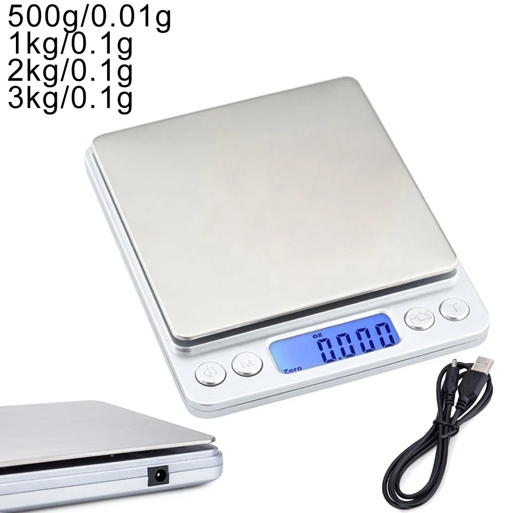0,01/0,1 г точность ЖК-дисплей цифровые весы 500 г/1/2 кг/3 кг мини электронный грамм весы с балансировкой кухонный чай выпечки весы