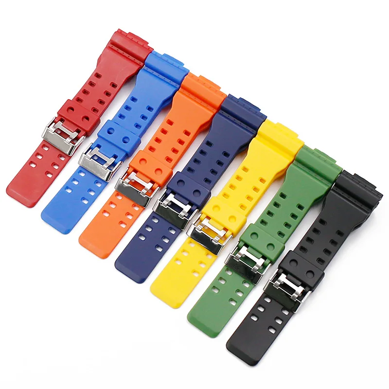 Resin Strap for Casio G-SHOCK 22mm PU Band Stainless Steel Pin Buckle Sports Wrist Watch Strap Black Accessories Drop Shipping