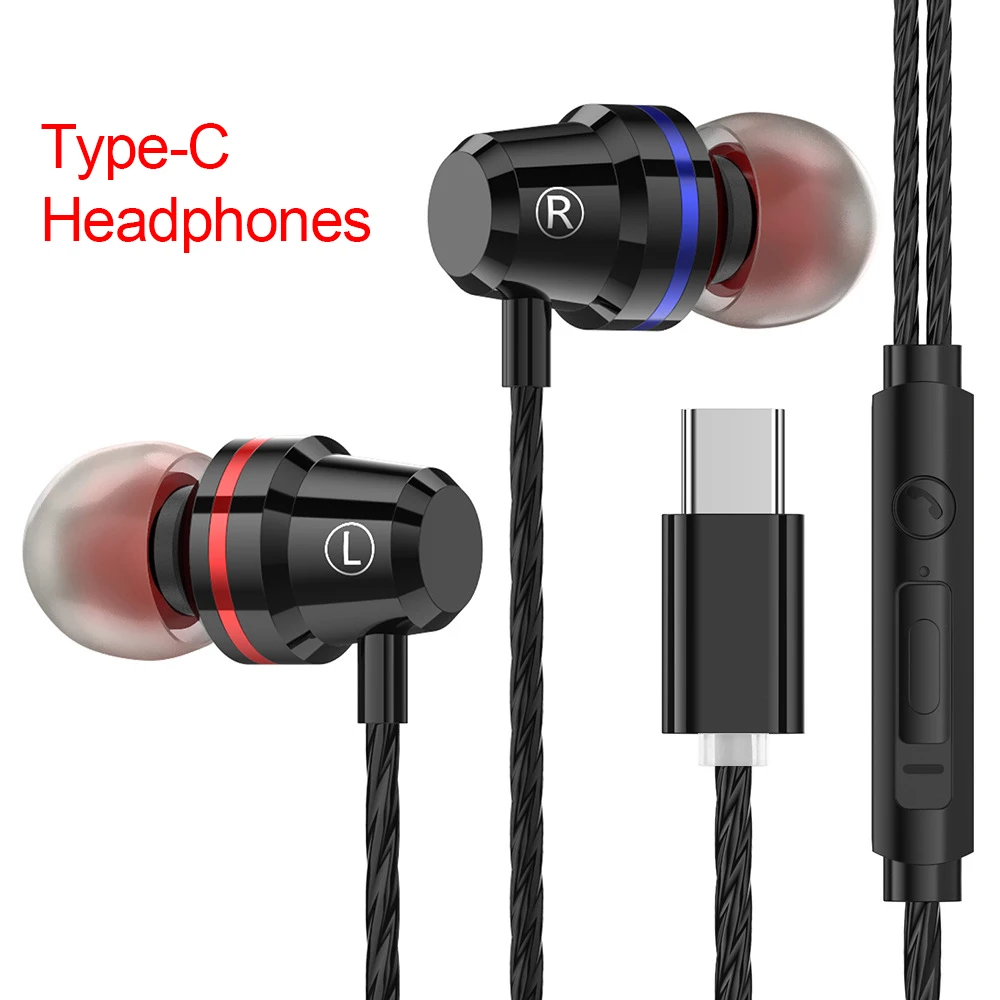 

Newest Type-C EarBuds Earphone Dynamic Drive HiFi In-Ear Bass Metal Sport Gaming Headset With Mic For Type-C Smart Phone