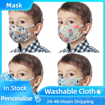 

4 Pcs Kids Unisex Face Mask Reusable Washable Windproof Face Masks Cartoon Printing Mouth Cover For Children Mascarillas
