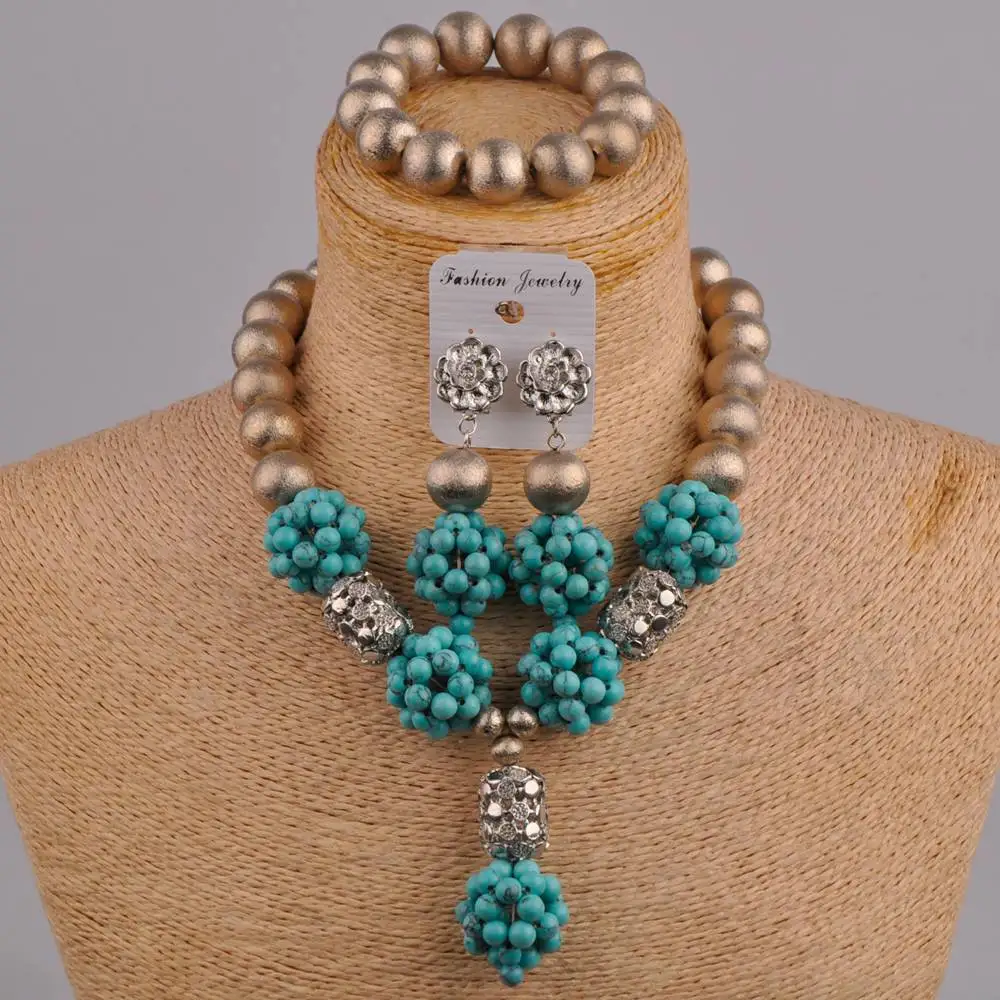 

Fashion African Jewelry Set Stone Beaded Nigerian Wedding Accessories Nigera Bride Jewelry