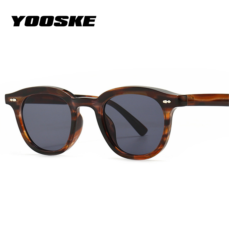 YOOSKE Brand Fashion Vintage Square Sunglasses Women Luxury Designer Small Sun Glasses for Men Leopard Lens Shades Eyewear UV400