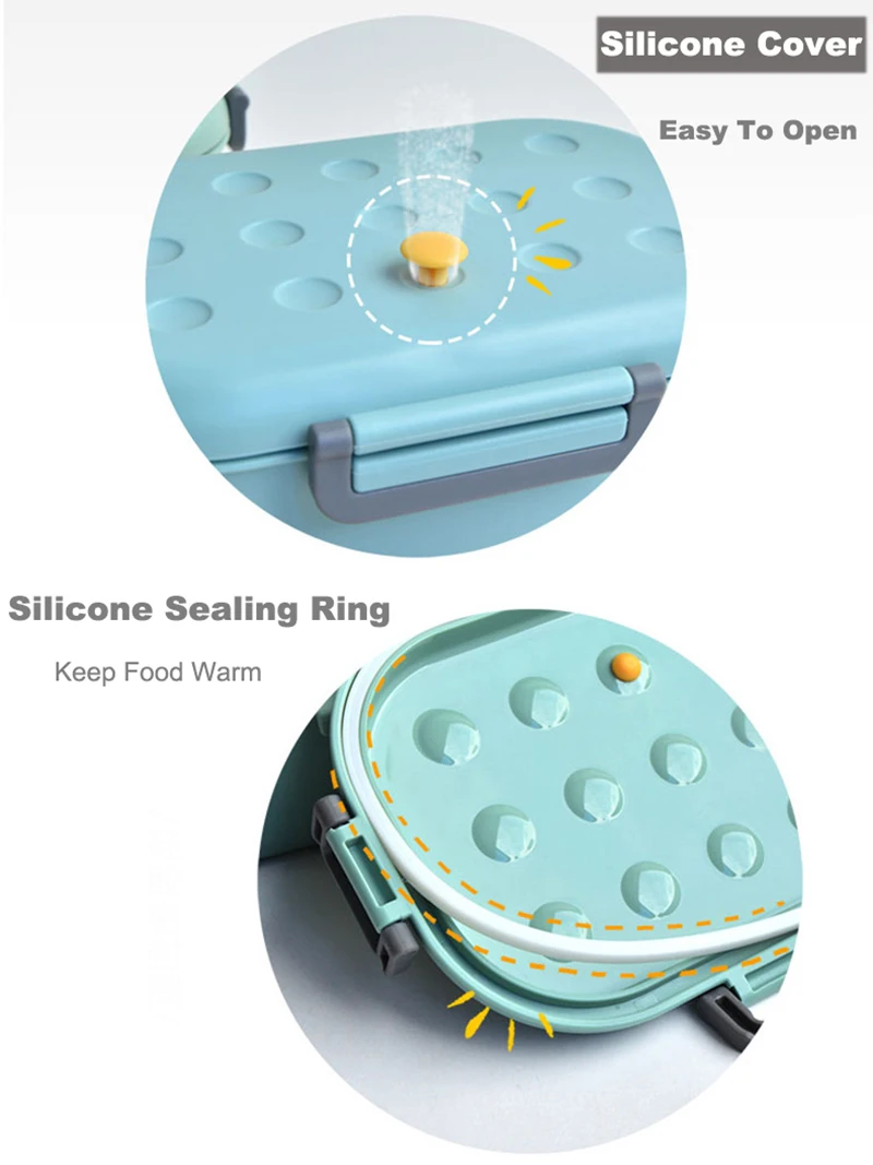 Здоровая Детская школьная силиконовая коробка для ленча крышка Bento Ланчбокс микроволновая печь контейнеры для еды с отделениями 1000 мл