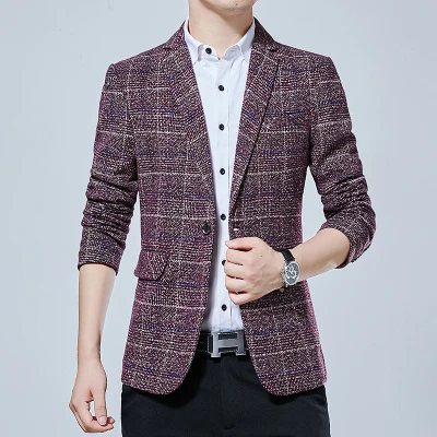 Весна Осень Роскошные мужские блейзеры модный бренд высокого качества приталенный костюм китайская куртка