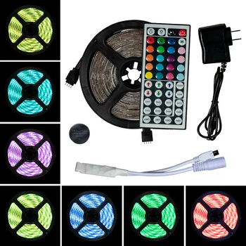 

5M LED Strip Light RGB 5050 SMD Flexible Ribbon light strip RGB Tape Diode DC 12V+ Remote Control +Adapter Indoor Outdoor Decor