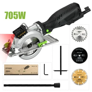 

Circular Saw, 4Amp 3500RPM Mini Circular Saw with Laser Guide, Max. Cutting Depth1-11/16"(90°), 1-1/8"(45°）