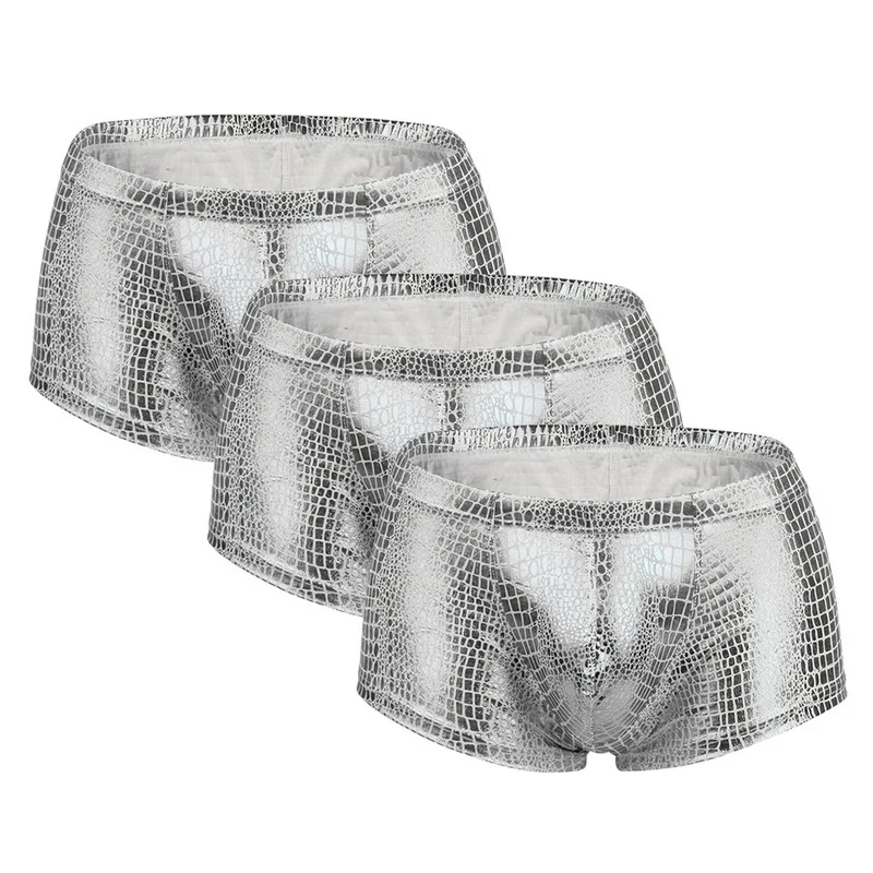 Silver 3pcs HEFLASHOR, мужское нижнее белье, боксеры, шорты, мужские трусы, однотонный хлопок, нижнее белье, трусы Cueca Masculina Ropa Interior Hombr - Цвет: Silver 3pcs