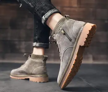 

High-top shoes boots men's tactical Martin boots men's middle winter men's shoes tide shoes short boots tooling boots