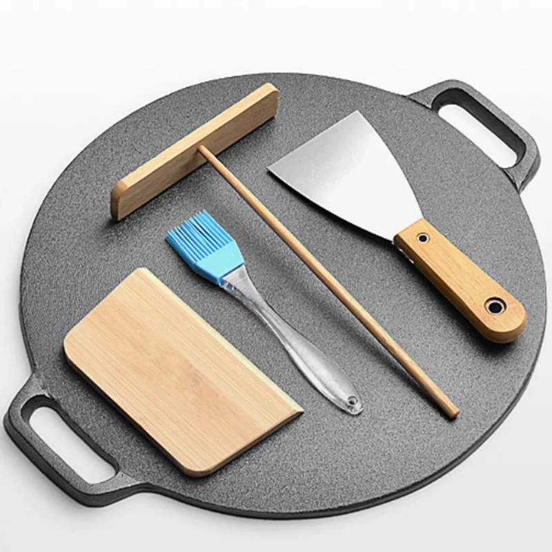 28/30/32/34CM Thick Cast Iron Frying Pan Flat Pancake Griddle Uncoated Non-stick BBQ Grill Steak Meat Roasting Cooking Pot | Дом и сад