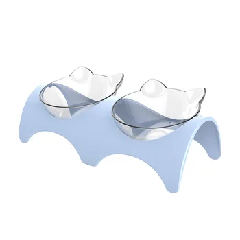 

Pet Cat Double Bowls Food Water Feeder Pet Drinking Dish Feeder Cat Puppy Feeding Supplies Small Dog Accessories