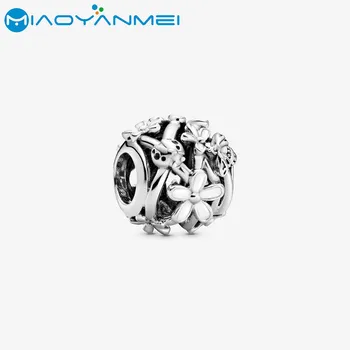 

2020 Spring 925 Sterling Silver Beads Openwork White Daisy Flower Charm fit Original Pandora Bracelets Women DIY Fashion Jewelry