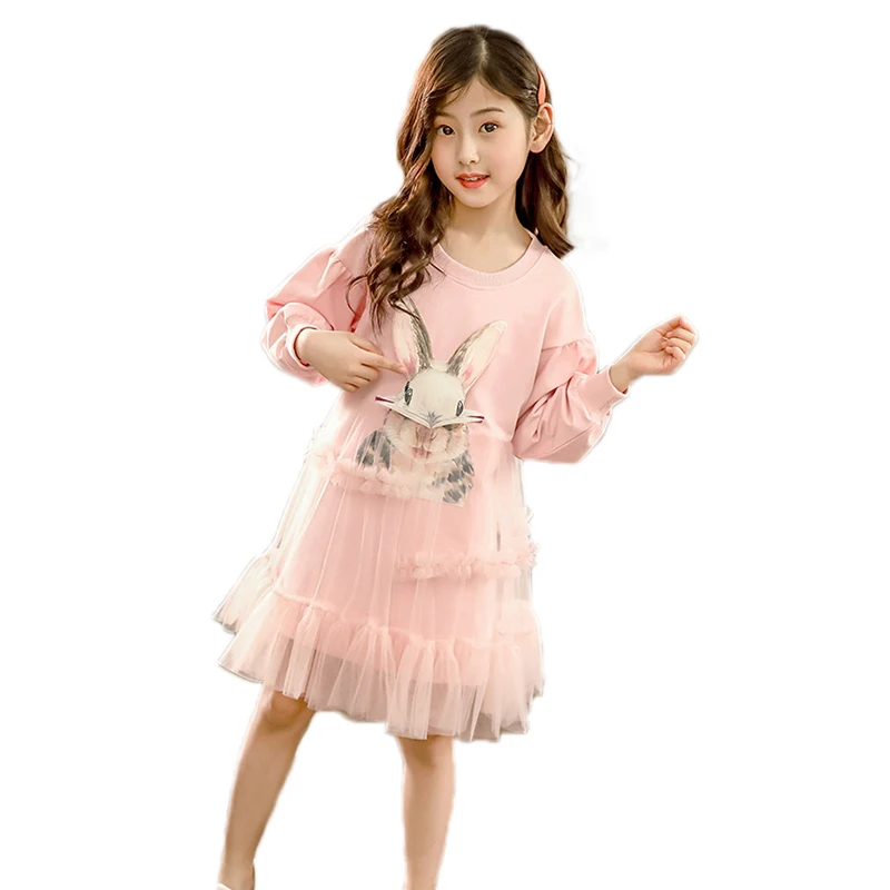 Рождественский костюм принцессы с длинными рукавами для девочек от 4 до 14 лет, плиссированное платье с буквенным принтом в стиле пэчворк элегантные праздничные платья для девочек-подростков