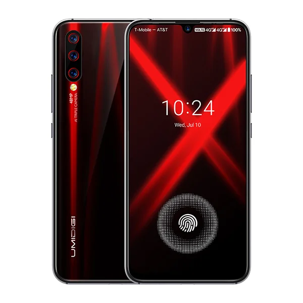 Смартфон UMIDIGI X In-screen Fingerprint Global Version 6,3" AMOLED 48MP с тройной задней камерой 128 ГБ NFC Helio P60 4150 мАч - Цвет: Flame Black