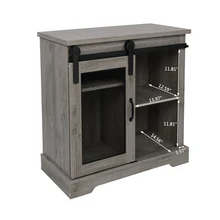 

FCH Sliding Mesh Barn Door Entryway Cabinet TV Stand Gray Side Cabinet Side Table