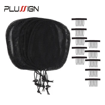 

Hair Net Ponytail Net Dreawstring Base For Making Afro Puff Weaving Net 5 Pcs/Lot Round Square Style With 10Pcs Hair Comb