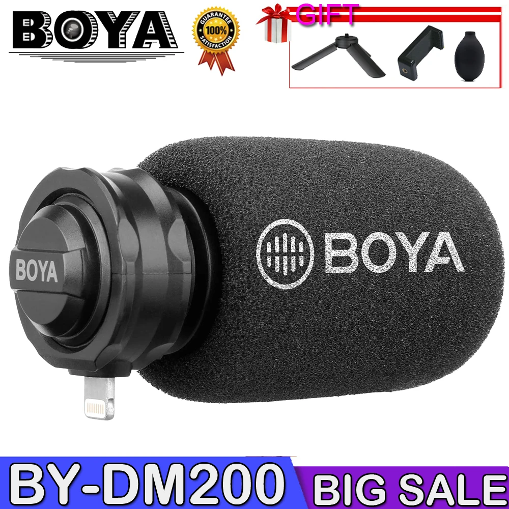 BOYA BY-DM200 Цифровой Стерео конденсаторный микрофон смартфон Запись интервью вход для iPhone Xs 8X7 plus iPad iPod
