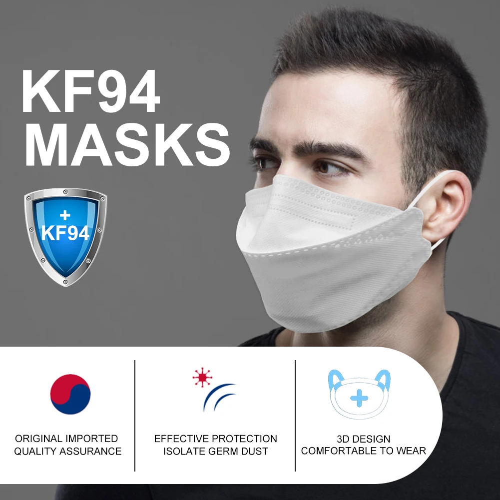 

20pcs KF94 Masks 4 Layer Face Shield Breathable Dustproof Mouth Covers Non-woven Adult Personal Protective Equipment