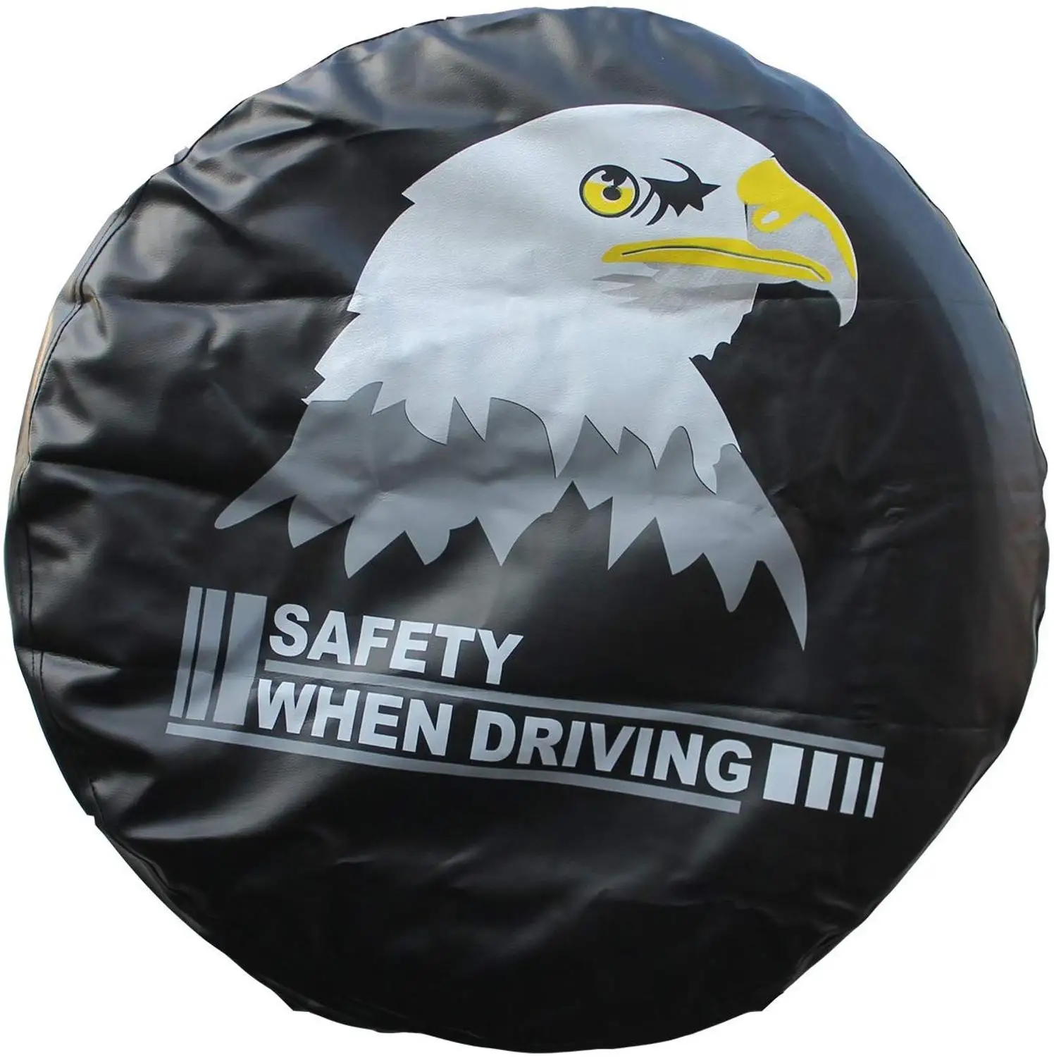 

IZTOSS PVC Leather Spare Tire Cover Wheel Tire Cover black with eagle logo universal for Jeep CR-V RV SUV trailer truck R16 Tire