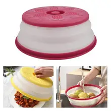 Collapsible Microwave Cover Lid Folding Silicone Microwave Plate Cover Colander Strainer for Fruit Vegetables 10.5 inch