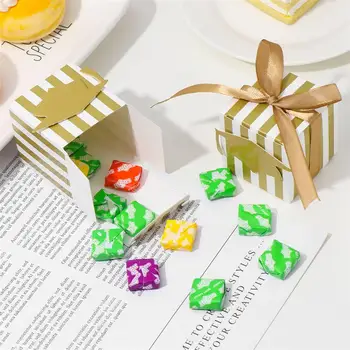 

50pcs Stripes Paper Graduation Candy Treat Boxes Gift Boxes with Doctoral Cap Card Tag Party Favors for Graduation Golden