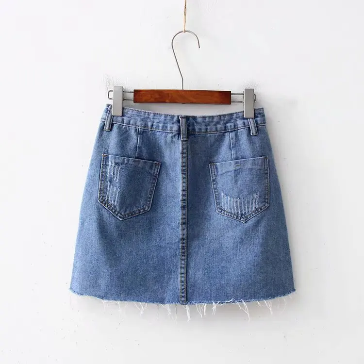 

Denim Skirt Women's Hong Kong Flavor 2019 Spring And Summer New Style Korean-style Versatile High-waisted A- line Skirt Students