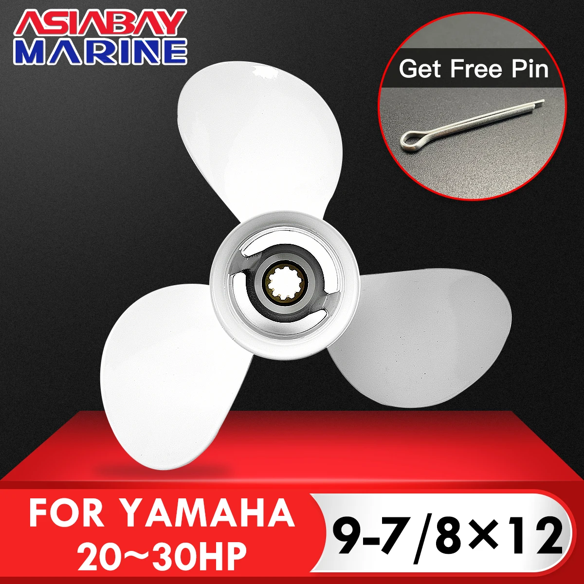 Outboard Propeller Yamaha 20hp 25hp 30hp 9 7/8*12 Boat Motor Aluminum Alloy Screw 3 Blade 10 Spline Ship Marine Engine Part