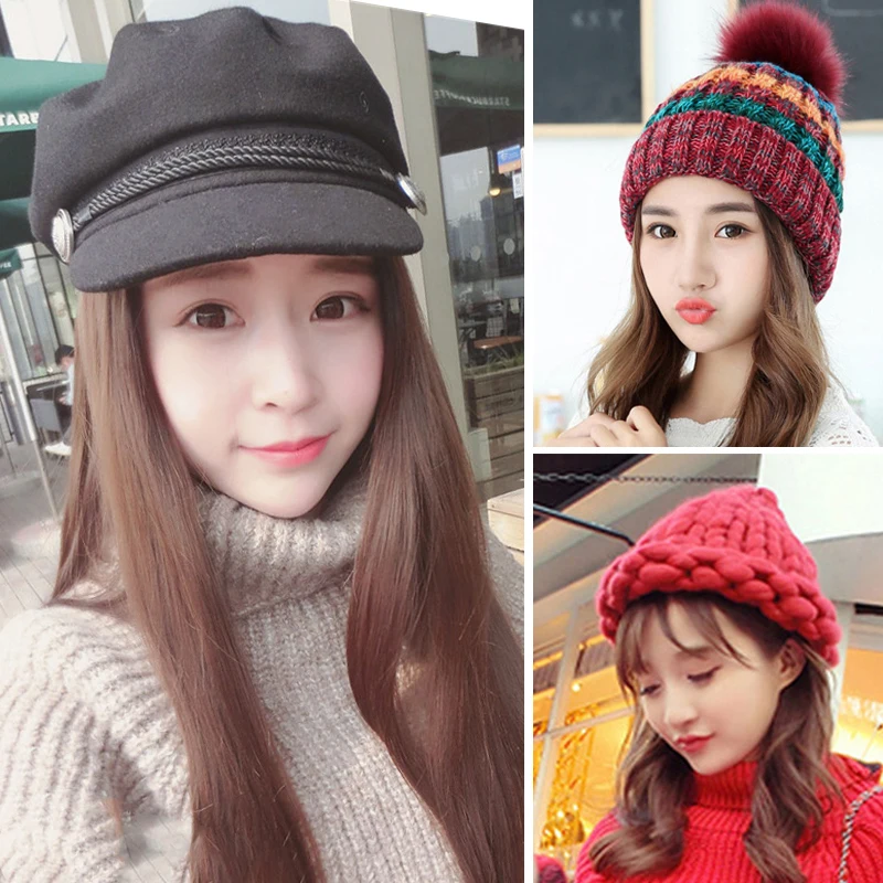 Модная женская Зимняя кепка Skullies Beanies уличная шапка-капот Женская Мягкая вязаная