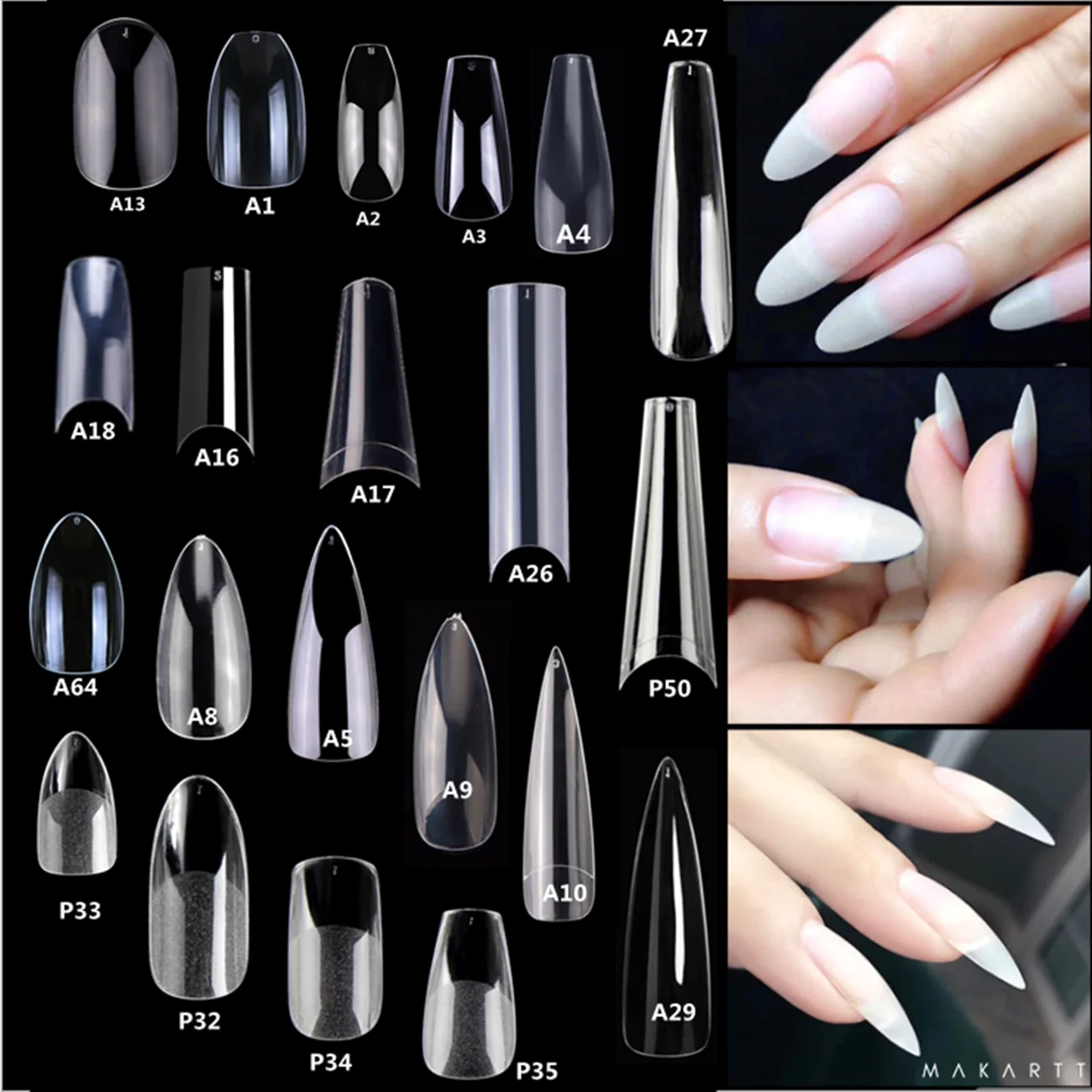 Makart 500Pcs Coffin False Nail Tips Clear Gel X Tips Full Cover Acrilico Unghie Finte Naturali Ballerina Nails Press On Nails