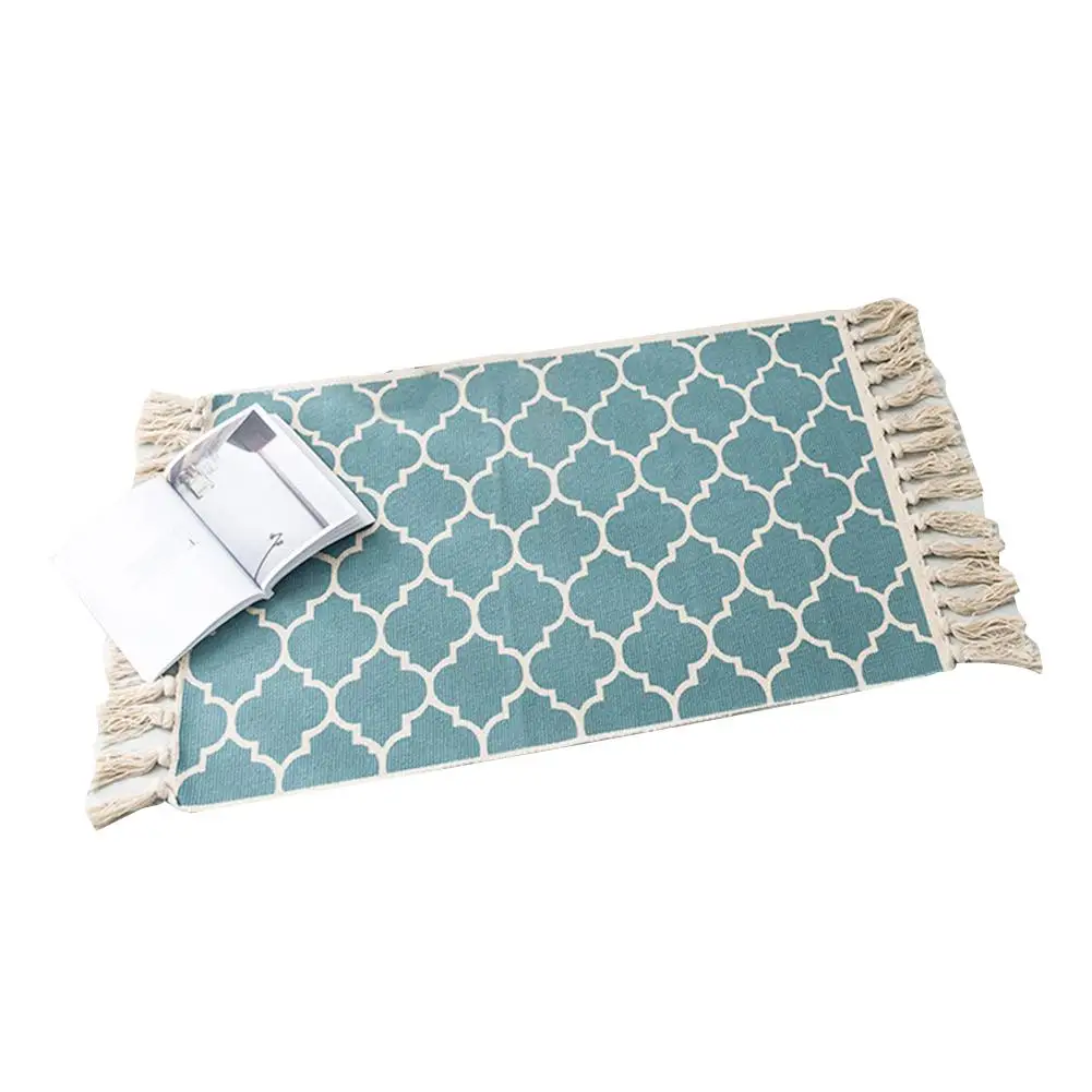Tapetes пеньковый хлопок богемный американский стиль ковер коврик для гостиной спальни прикроватный коврик ретро знаменитости кисточкой одеяло - Цвет: G