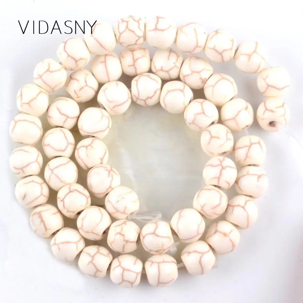 

Howlite Stone Beads For Needlework Jewelry Making 4 6 8 10 12mm Round Loose Stone Beads Diy Necklace Bracelet Accessories 15''