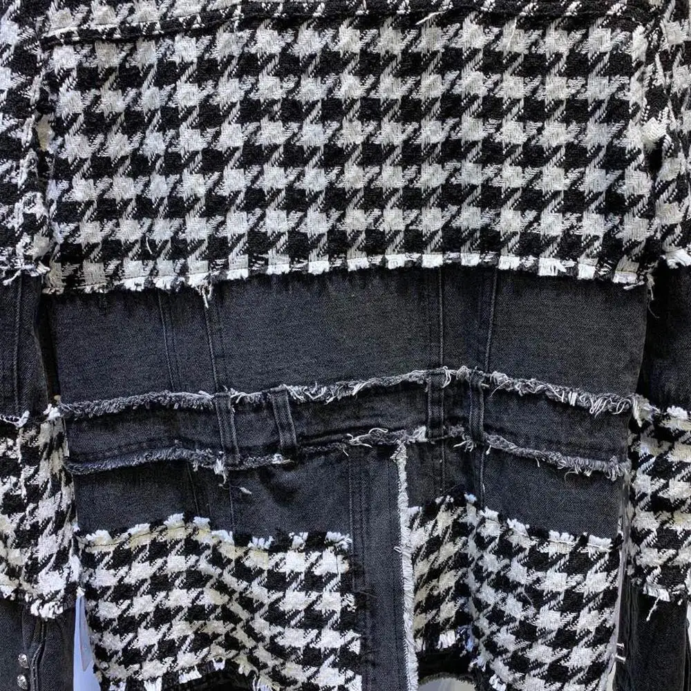 Осень 2019FW Женская клетчатая Лоскутная куртка пальто Женский Тонкий Блейзер Пальто ddxgz2 8,27